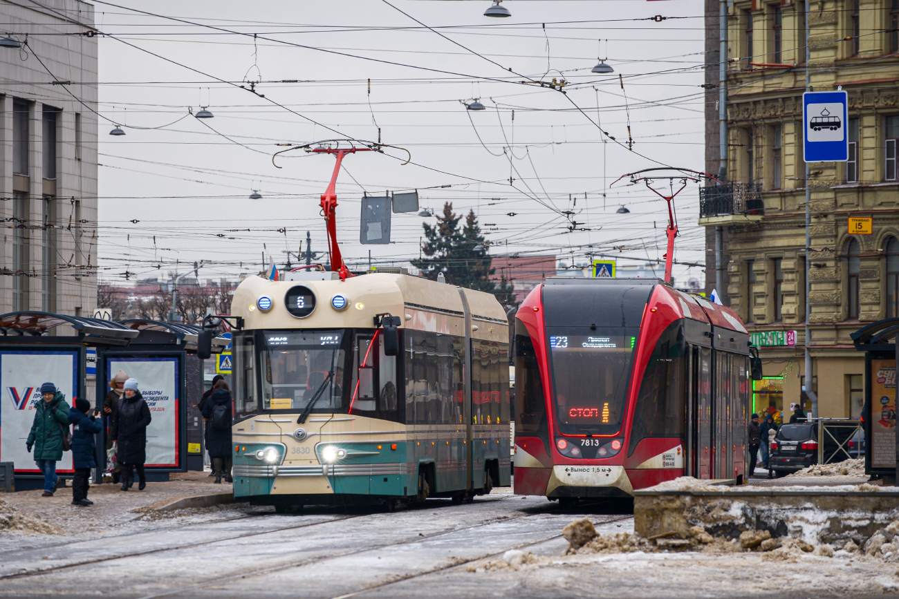 Санкт-Петербург, 71-421Р «Довлатов» № 3830; Санкт-Петербург, 71-923М «Богатырь-М» № 7813