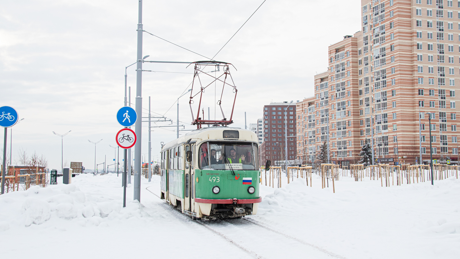 Екатеринбург, Tatra T3SU (двухдверная) № 493; Екатеринбург — Строительство трамвайной линии в микрорайон Солнечный