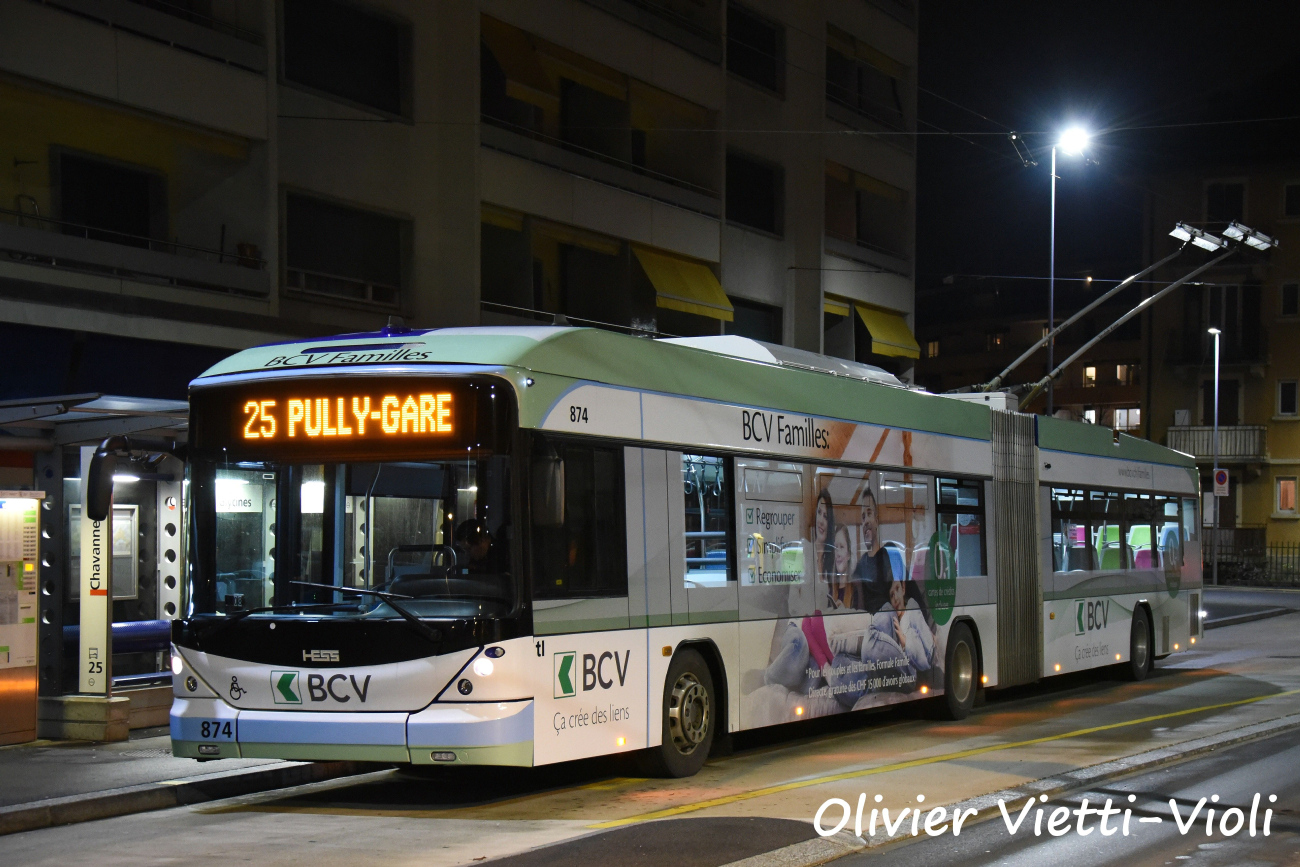 Лозанна, Hess SwissTrolley 4 (BGT-N2D) № 874