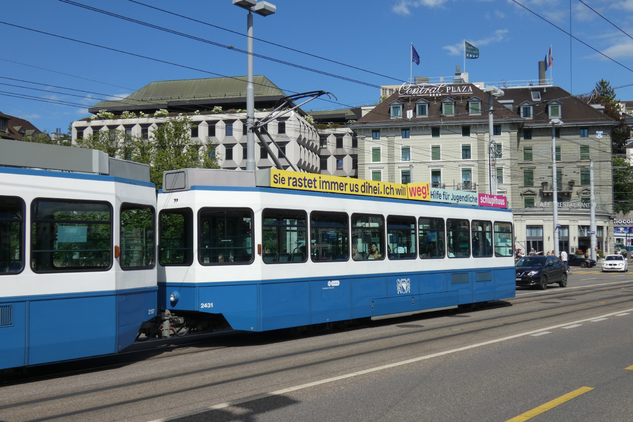 Zürich, SWP/SIG/ABB Be 2/4 "Tram 2000 Pony" Nr. 2431