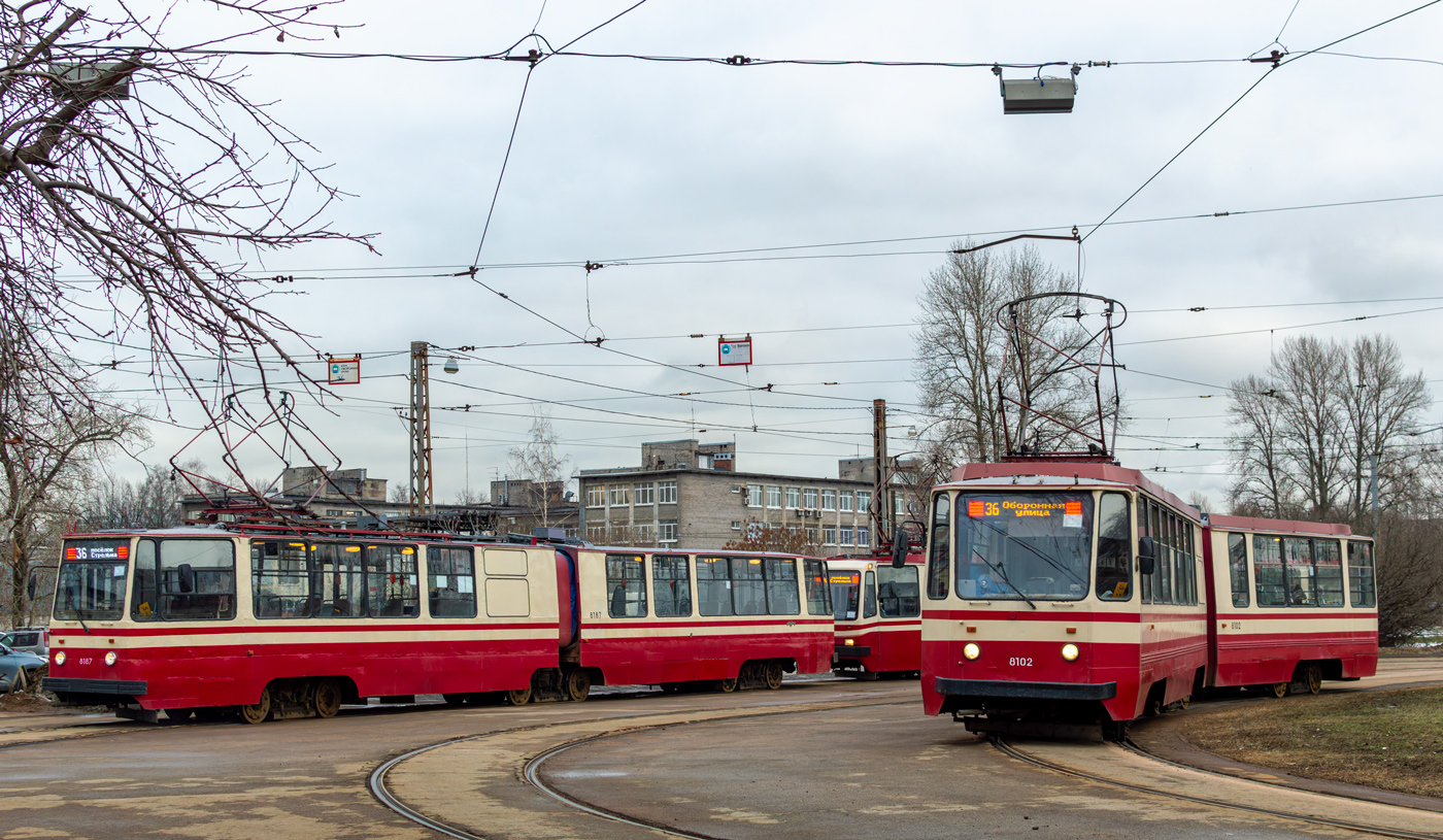Sanktpēterburga, LVS-86K № 8187; Sanktpēterburga, 71-147K (LVS-97K) № 8102 Sanktpēterburga, LVS-86K № 8187; Sanktpēterburga, 71-147K (LVS-97K) № 8102