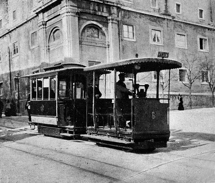 Лиссабон, Esslingen 2-axle cable car № 6; Лиссабон — Все — Старые фотографии; Лиссабон — Канатный трамвай — Elevador da Estrela (1890 — 1913)