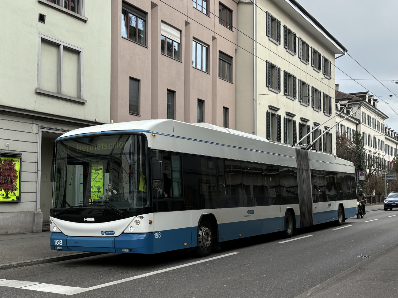Zurich, Hess SwissTrolley 3 (BGT-N2C) # 158