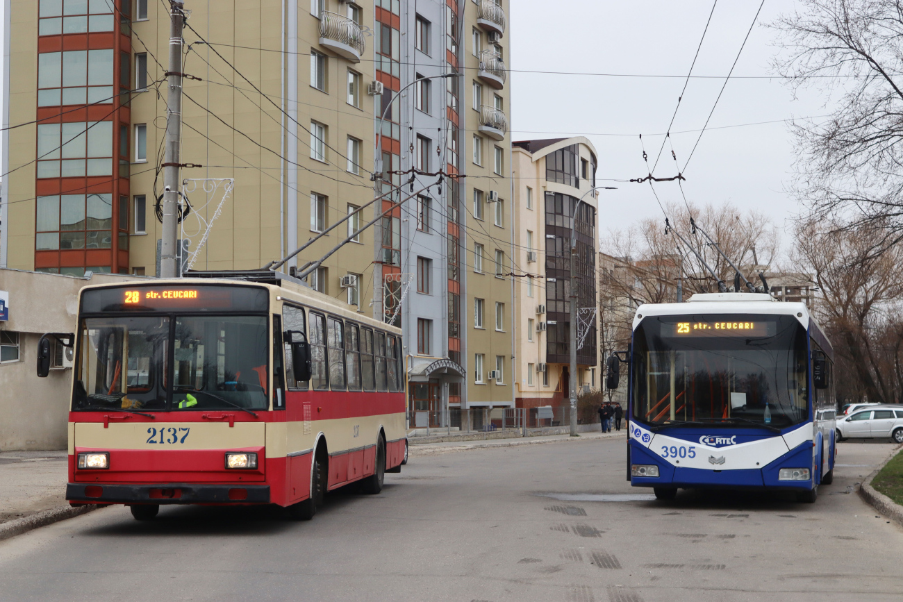 Кишинёв, Škoda 14Tr13/6M № 2137; Кишинёв, RTEC 62321M2 № 3905