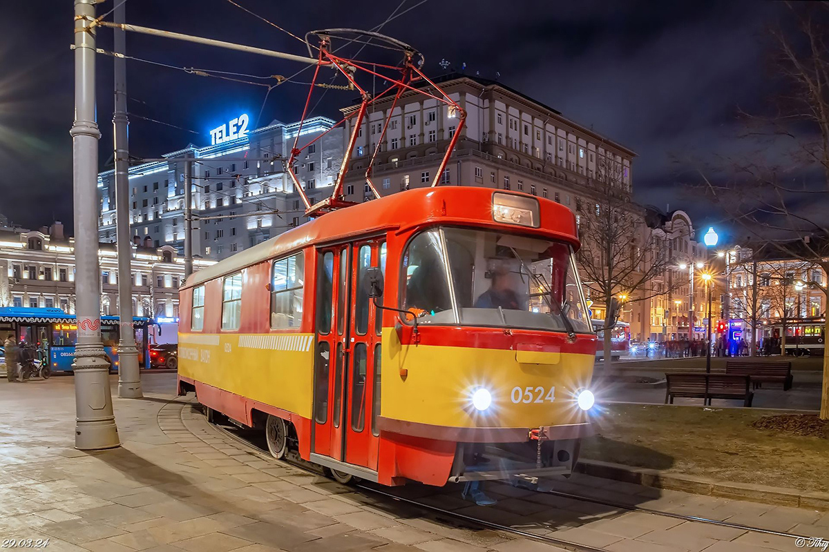 Moscow, Tatra T3SU (2-door) # 0524; Moscow — Celebrating the 125th anniversary of the Moscow tram (parade rehearsals on 03/29/2024 and 04/03/2024, parade and tram exhibition on 04/06/2024)