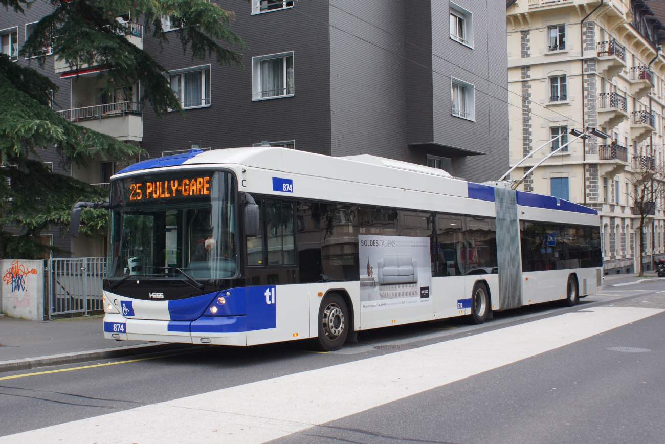 Лозанна, Hess SwissTrolley 4 (BGT-N2D) № 874