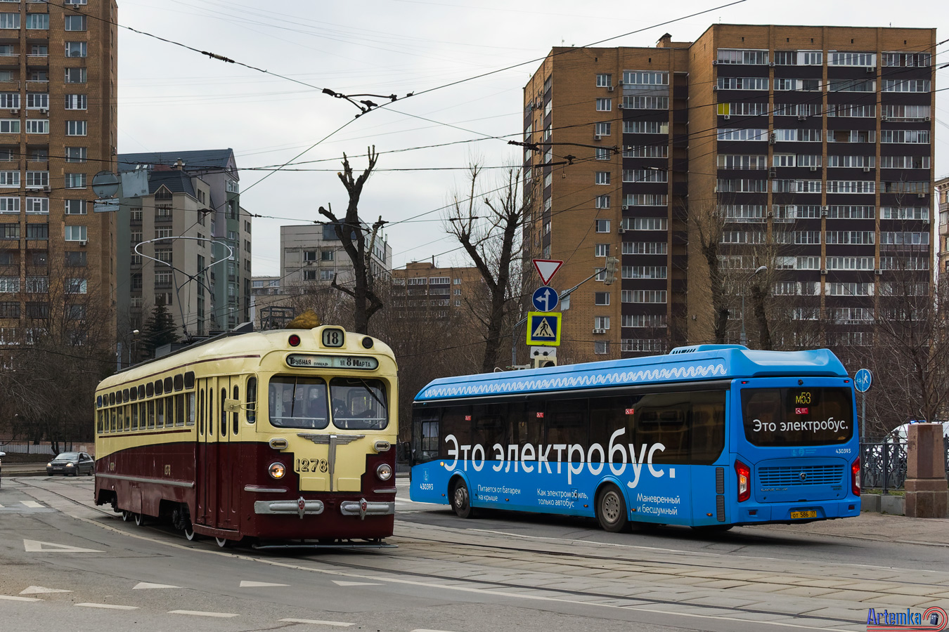Москва, МТВ-82 № 1278; Москва, ЛиАЗ-6274 № 430393; Москва — Празднование 125-летия Московского трамвая (репетиции парада 29.03.2024 и 03.04.2024, парад и выставка трамваев 06.04.2024)