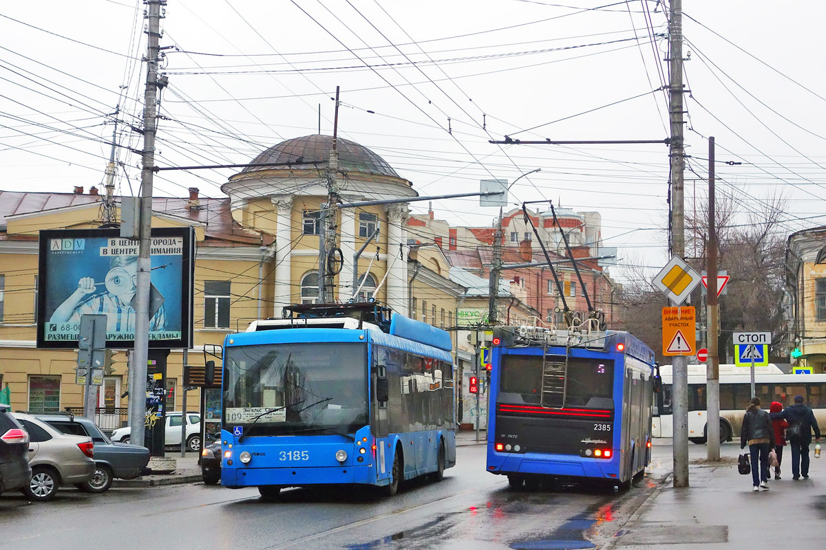 Энгельс, Тролза-5265.00 «Мегаполис» № 3185; Саратов, ПКТС-6281.01 «Адмирал» № 2385
