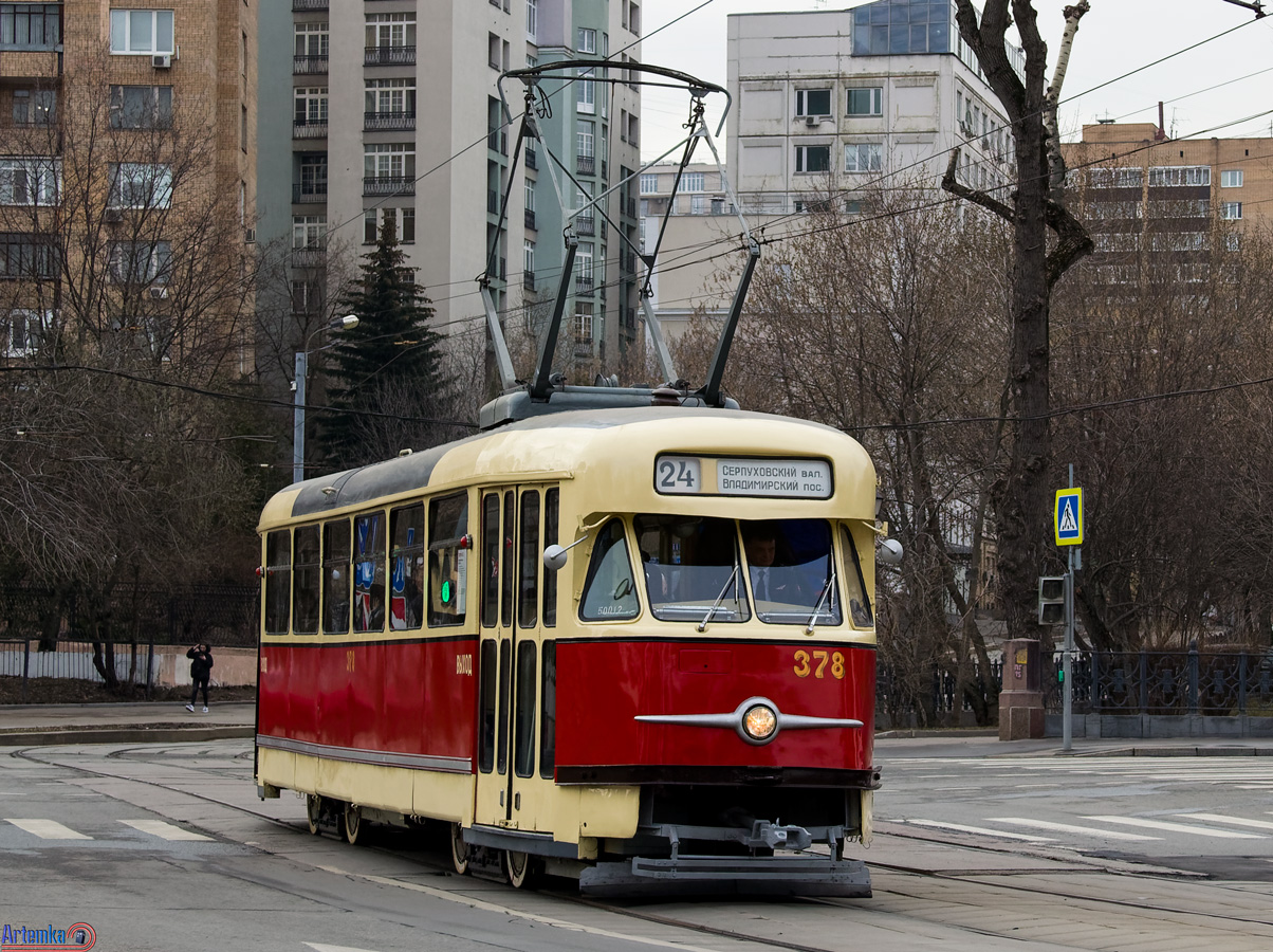 Москва, Tatra T2SU № 378; Москва — Празднование 125-летия Московского трамвая (репетиции парада 29.03.2024 и 03.04.2024, парад и выставка трамваев 06.04.2024)