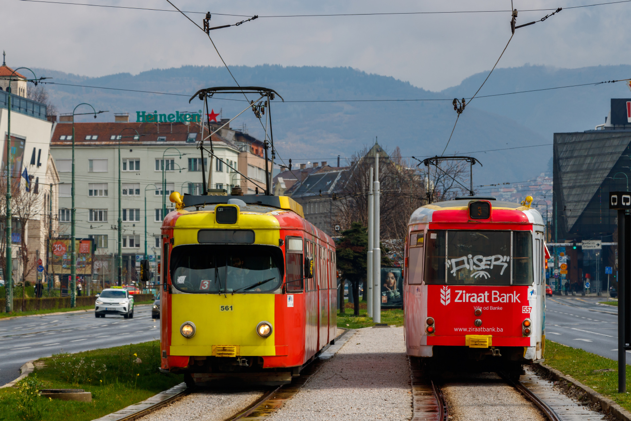 Сараево, Duewag GT8 № 561; Сараево, Duewag GT8 № 557 Сараево, Duewag GT8 № 561; Сараево, Duewag GT8 № 557