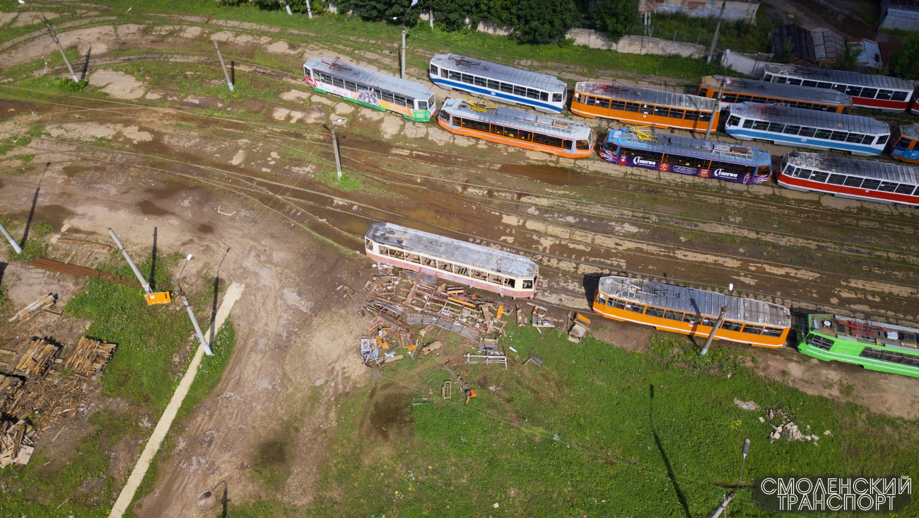 Smolensk, 71-623-00 Br. 252; Smolensk, 71-623-01 Br. 245; Smolensk, 71-608K Br. 211; Smolensk — Tram depot and service lines