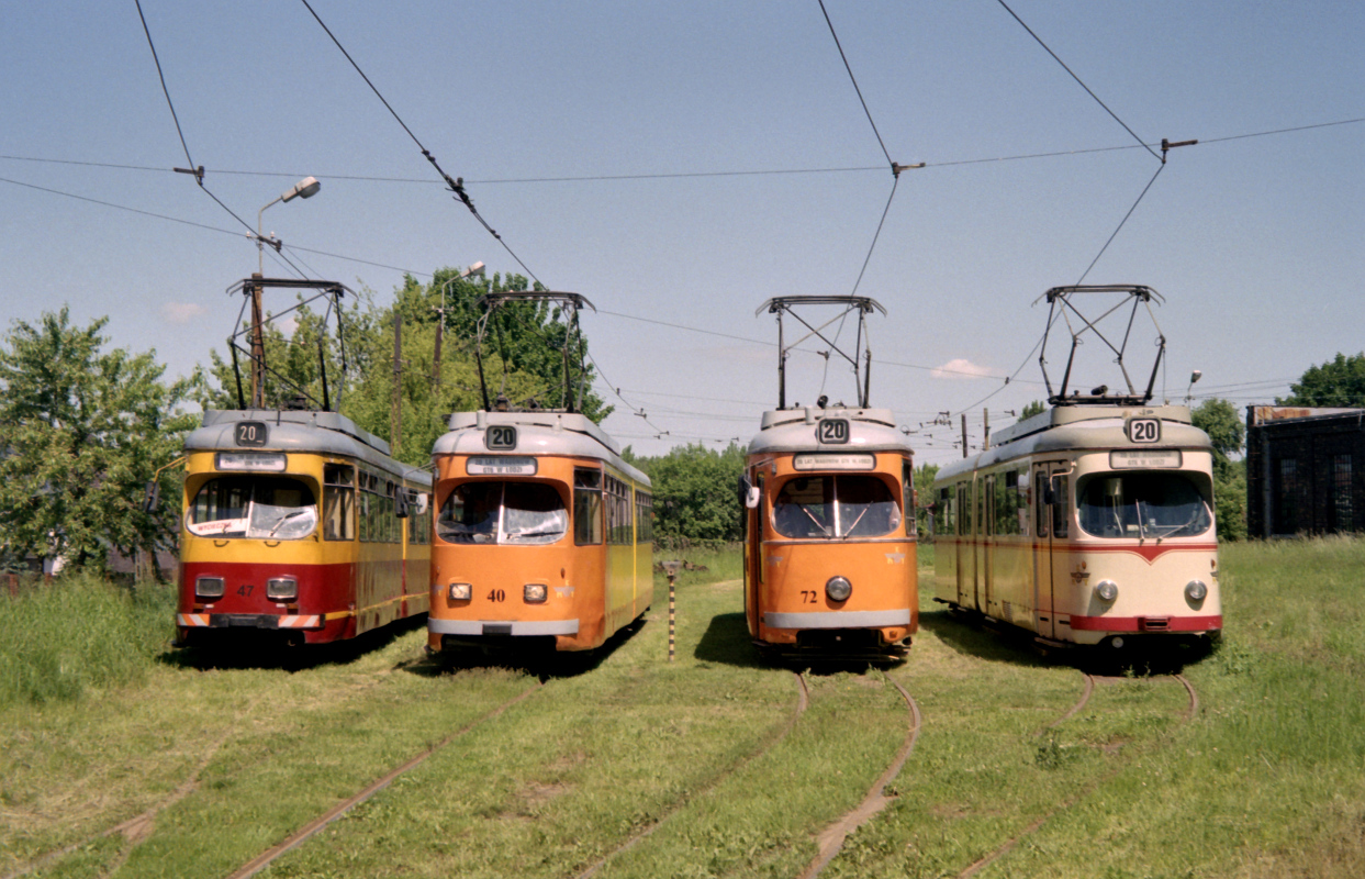 Łódź, Duewag GT6 № 47; Łódź, Duewag GT6 № 40; Łódź, Lohner GT6 № 72; Łódź, Duewag GT6 № 123; Łódź — 20 years of GT6 trams in Łódź — 05.06.2010