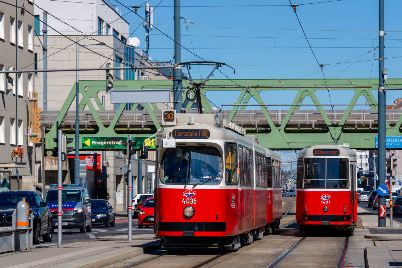 Vienna, SGP Type E2 # 4035; Vienna, Bombardier Type c5 # 1421 Vienna, SGP Type E2 # 4035; Vienna, Bombardier Type c5 # 1421