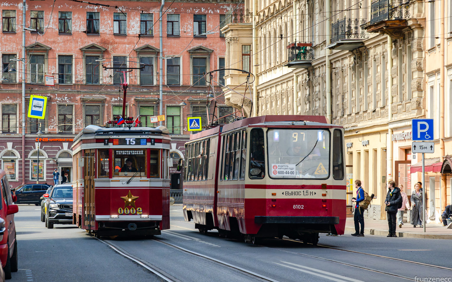 Санкт-Петербург, ЛМ-99/33 № 0002; Санкт-Петербург, 71-147К (ЛВС-97К) № 8102; Санкт-Петербург — Заказная поездка на трамвае ЛВС-97К №8102 — 28.04.2024