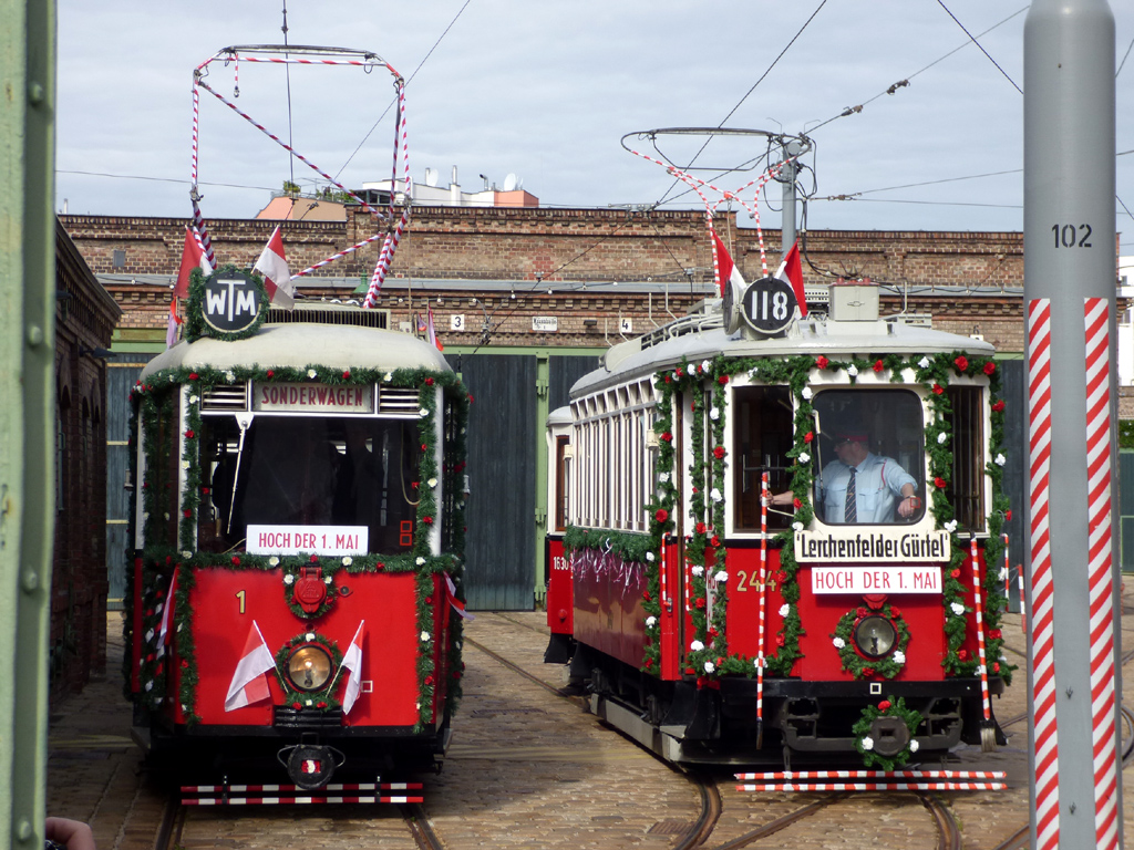 Вена, Fuchs KSW моторный № 1; Вена, Simmering Type K № 2447; Вена — 255-я поездка VEF — 01.05.2024