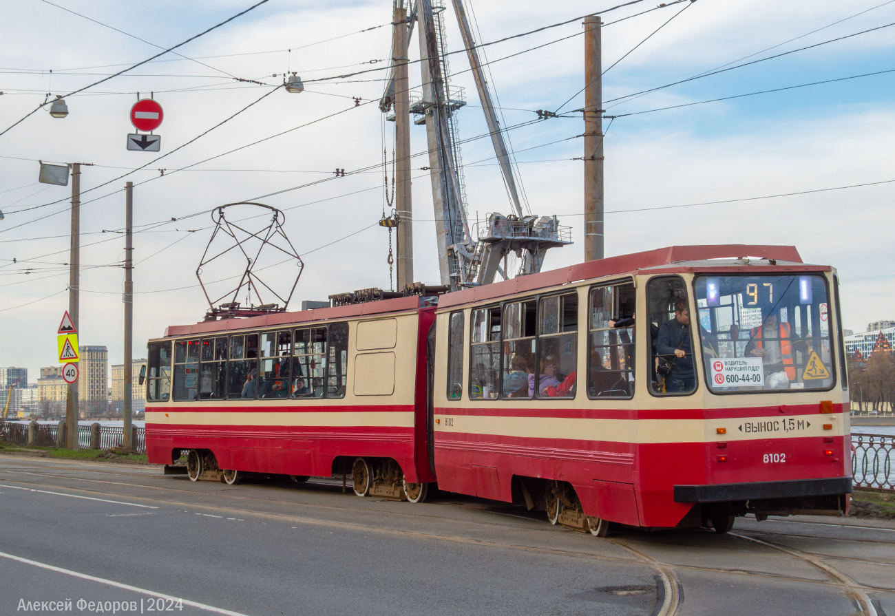 Sankt Petersburg, 71-147K (LVS-97K) Nr. 8102; Sankt Petersburg — Registered trip by tram LVS-97K № 8102 — 28.04.2024