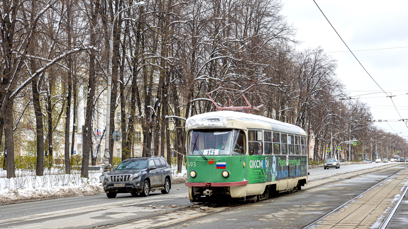 Екатеринбург, Tatra T3SU (двухдверная) № 493; Екатеринбург — Снегопад 4-5 мая 2024 года