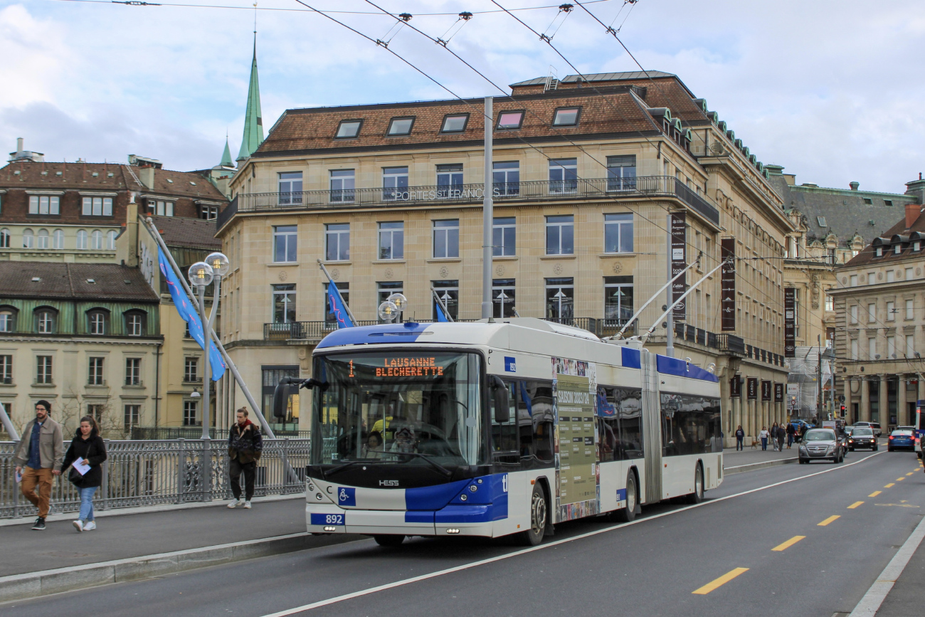 Лозанна, Hess SwissTrolley 4 (BGT-N2D) № 892