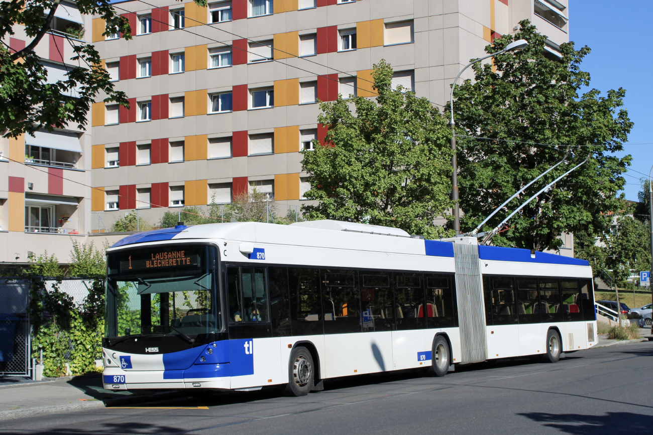 Лозанна, Hess SwissTrolley 4 (BGT-N2D) № 870