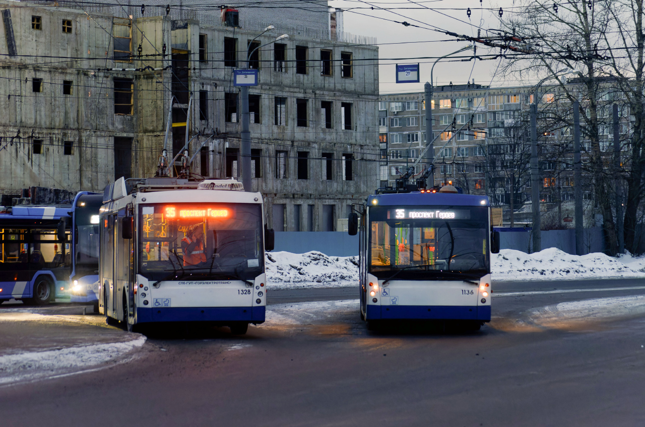 Санкт-Петербург, Тролза-5265.00 «Мегаполис» № 1328; Санкт-Петербург, Тролза-6206.01 «Мегаполис» № 1136