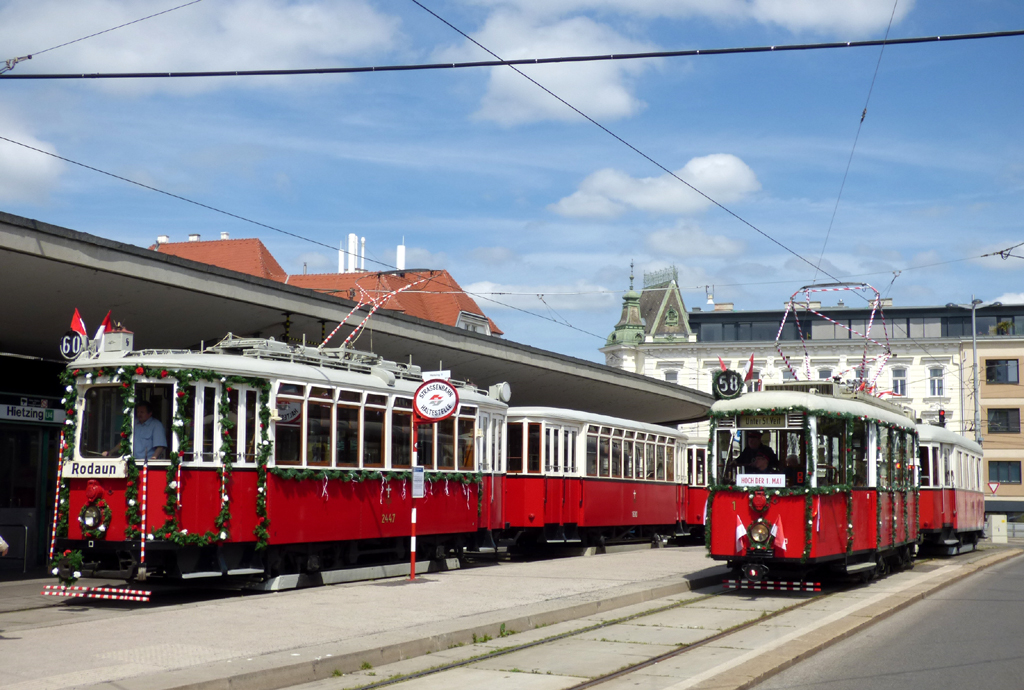 Wiedeń, Simmering Type K Nr 2447; Wiedeń, Fuchs KSW motor car Nr 1; Wiedeń — 255. VEF-Sonderfahrt — 01.05.2024.