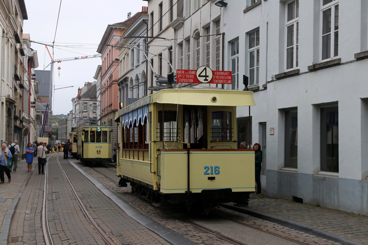 Береговой трамвай, Трёхосный моторный вагон № 378; Антверпен, Двухосный моторный Métallurgique № 216; Гент — 150 years of tram in Ghent (18 & 19/05/2024)