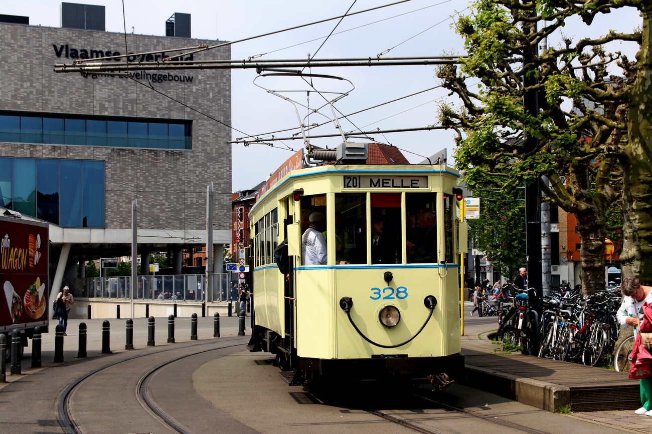 Антверпен, Трёхосный моторный вагон № 328; Гент — 150 years of tram in Ghent (18 & 19/05/2024)