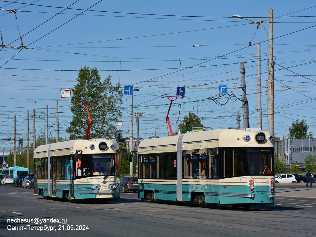 Saint-Petersburg, 71-421R-01 "Dovlatov" Br. 3805; Saint-Petersburg, 71-421R-01 "Dovlatov" Br. 3803