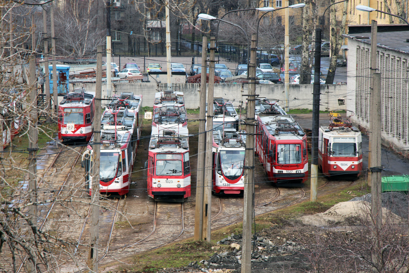 Санкт-Петербург, ЛВС-86К № 1023; Санкт-Петербург, 71-134А (ЛМ-99АВН) № 1330; Санкт-Петербург, 71-147К (ЛВС-97К) № 1027; Санкт-Петербург, ЛМ-68М № 1894; Санкт-Петербург — Разные фотографии; Санкт-Петербург — Трамвайный парк № 1