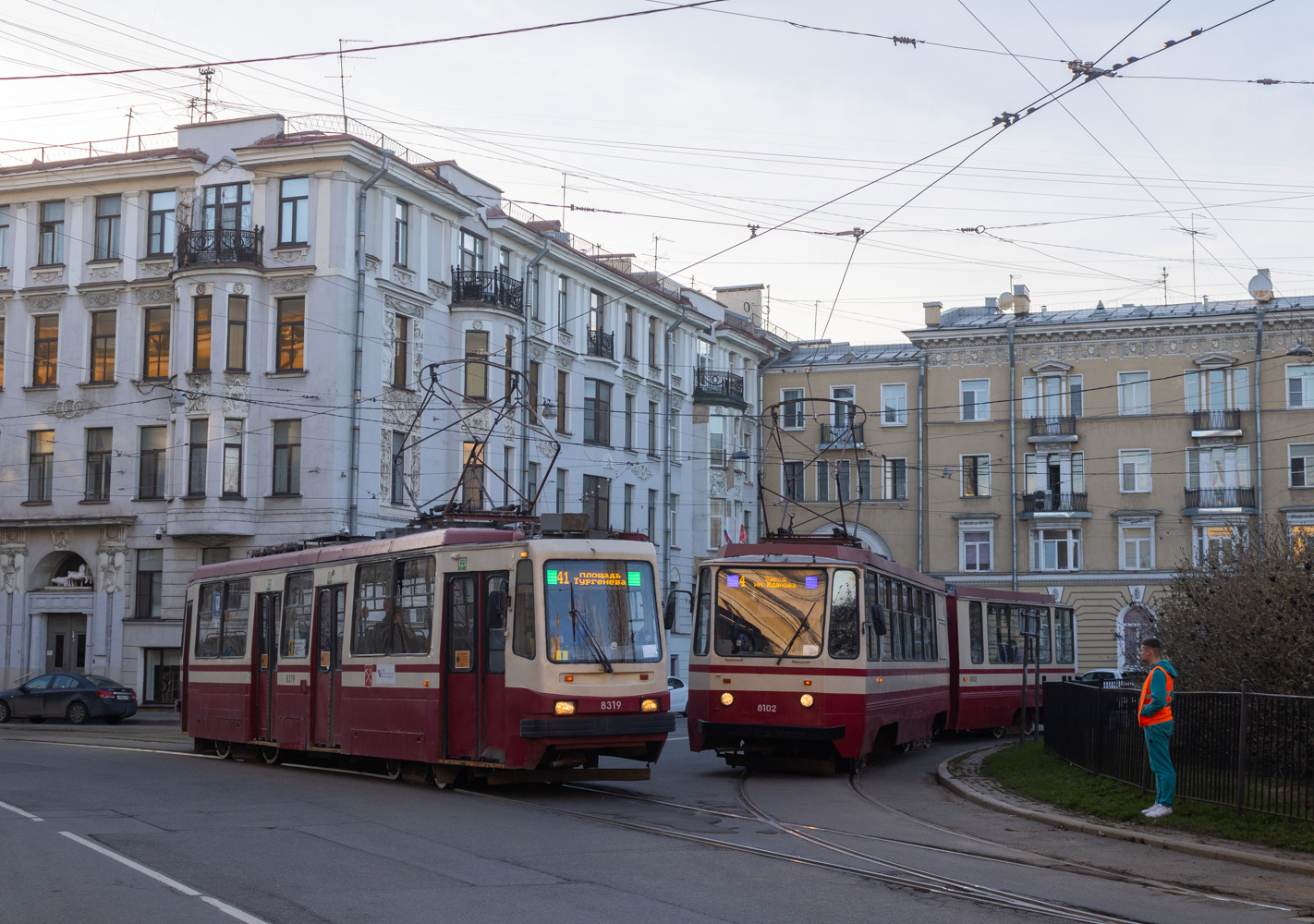 Санкт-Петербург, 71-134А (ЛМ-99АВ) № 8319; Санкт-Петербург, 71-147К (ЛВС-97К) № 8102; Санкт-Петербург — Заказная поездка на трамвае ЛВС-97К №8102 — 28.04.2024
