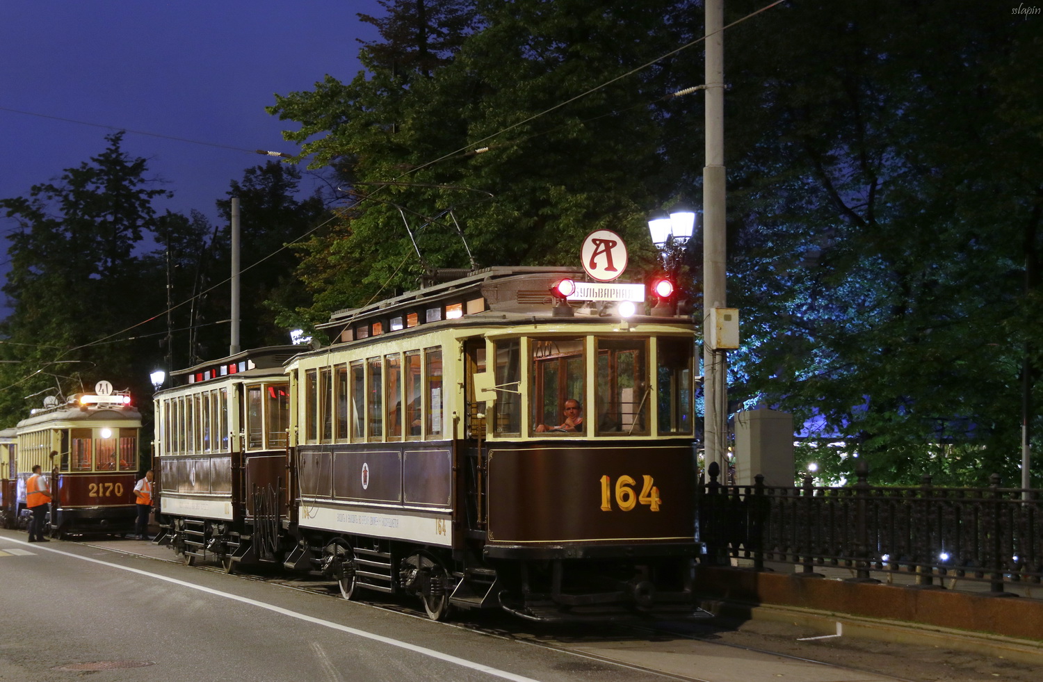 Москва, Ф (Мытищинский) № 164; Москва — День Московского транспорта — 2024 (ночные репетиции парада трамваев 06.07.2024 и 11.07.2024, парад и выставка трамваев 13.07.2024)