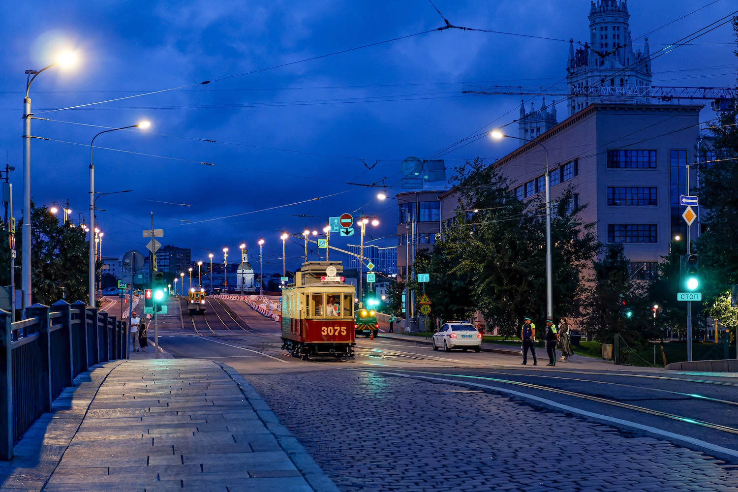Москва, Ф* № 3075; Москва — День Московского транспорта — 2024 (ночные репетиции парада трамваев 06.07.2024 и 11.07.2024, парад и выставка трамваев 13.07.2024)