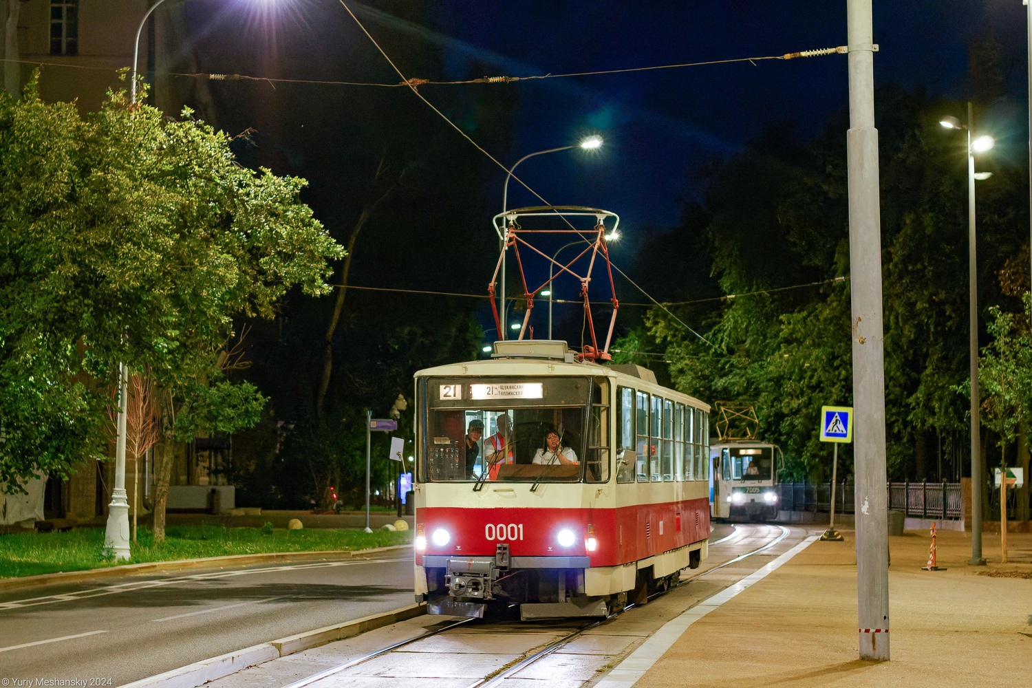 Москва, Tatra T6B5SU № 0001; Москва — День Московского транспорта — 2024 (ночные репетиции парада трамваев 06.07.2024 и 11.07.2024, парад и выставка трамваев 13.07.2024)
