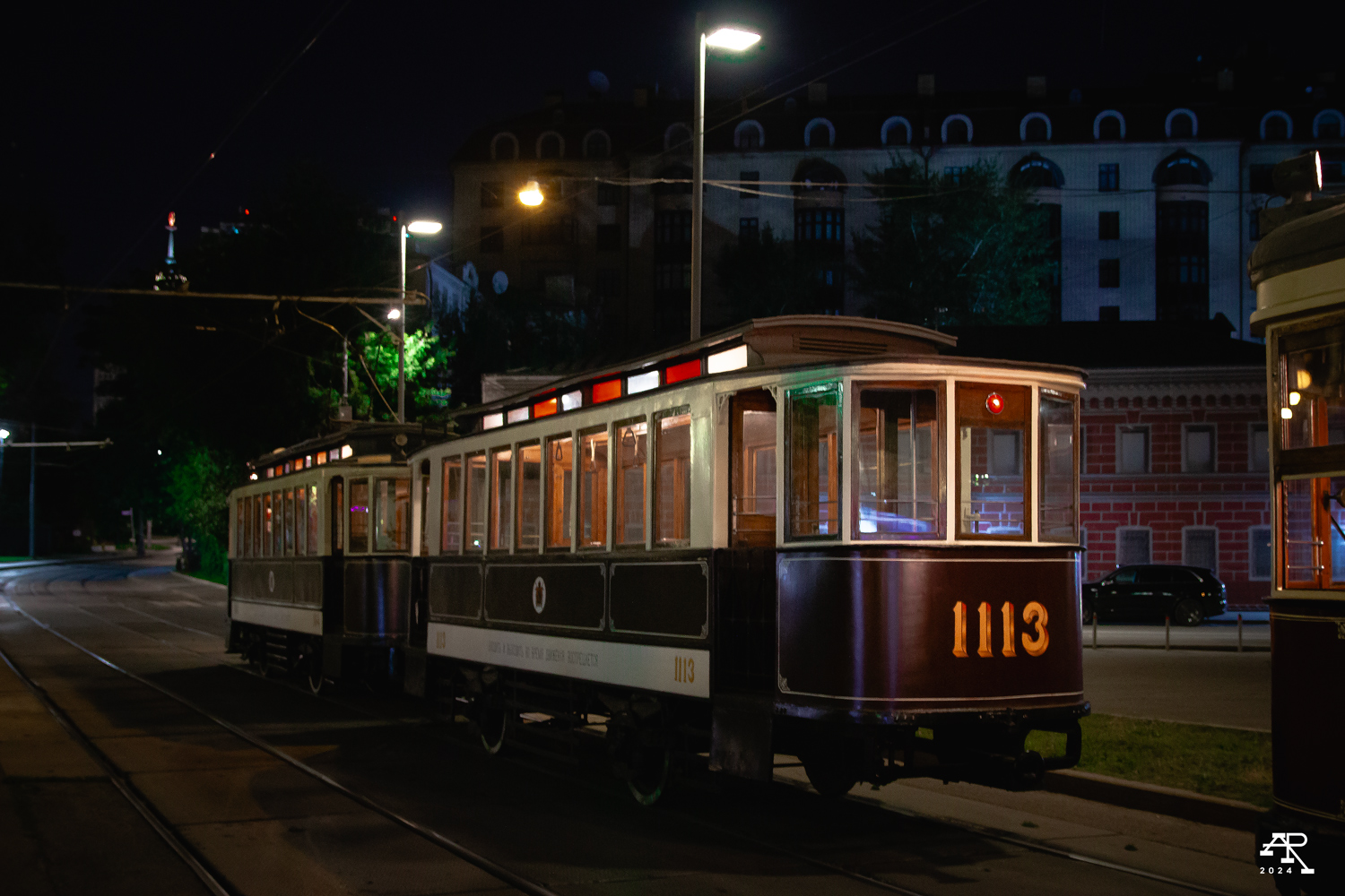 Москва, Двухосный прицепной Мытищинского завода № 1113; Москва — День Московского транспорта — 2024 (ночные репетиции парада трамваев 06.07.2024 и 11.07.2024, парад и выставка трамваев 13.07.2024)