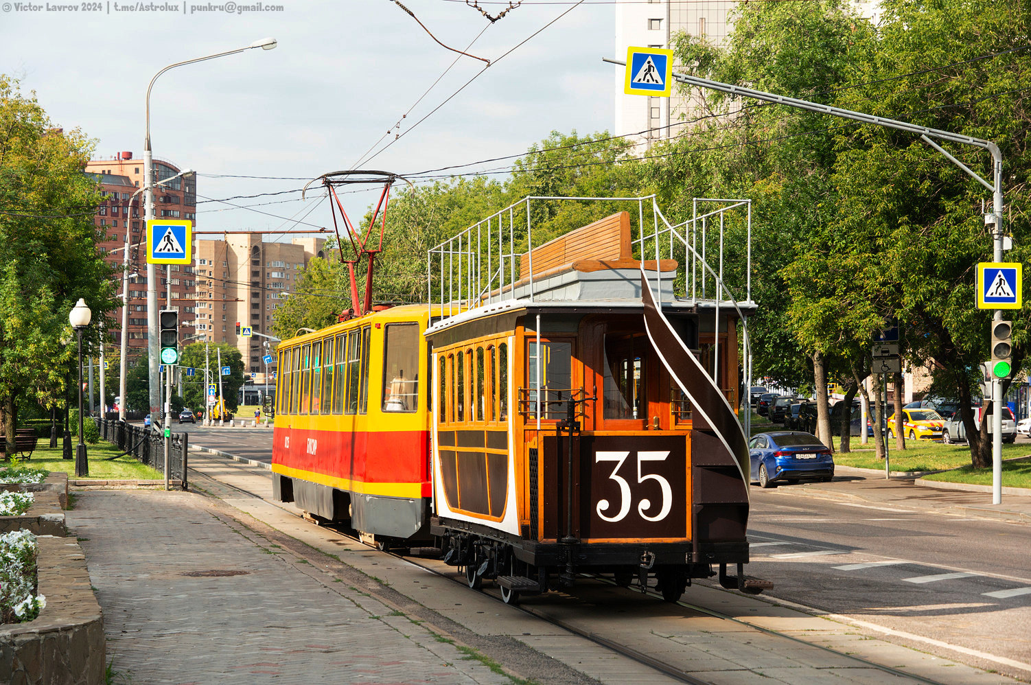 Москва, Конка № 35; Москва — День Московского транспорта — 2024 (ночные репетиции парада трамваев 06.07.2024 и 11.07.2024, парад и выставка трамваев 13.07.2024)