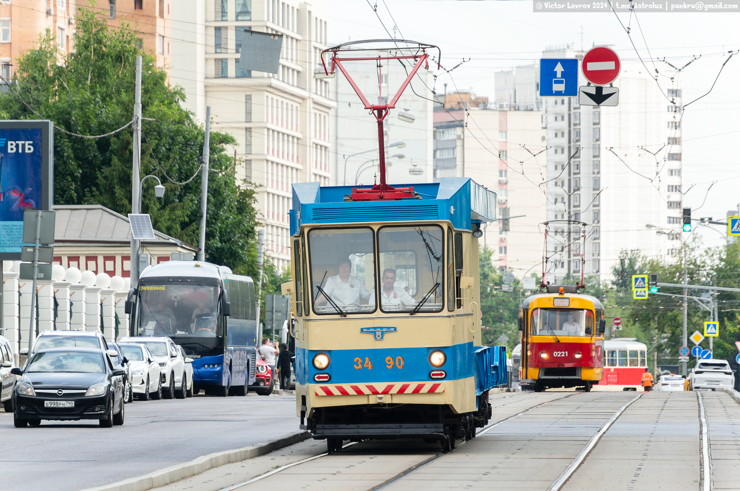 Москва, СВАРЗ РТ-3 № 3490; Москва — День Московского транспорта — 2024 (ночные репетиции парада трамваев 06.07.2024 и 11.07.2024, парад и выставка трамваев 13.07.2024)
