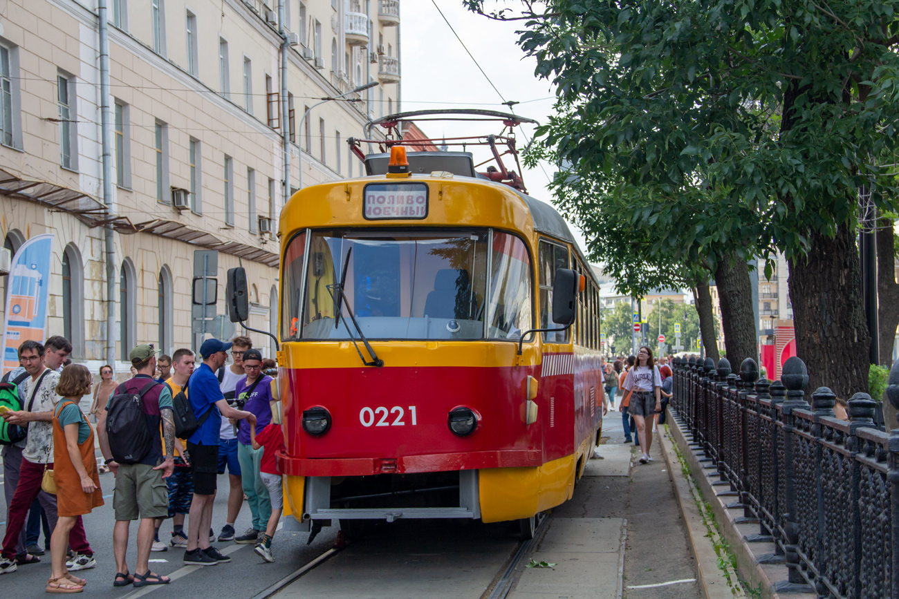 Moszkva, Tatra T3SU — 0221; Moszkva — Moscow Transport Day — 2024 (night rehearsals of the tram parade on 07/06/2024 and 07/11/2024, parade and tram exhibition on 07/13/2024)