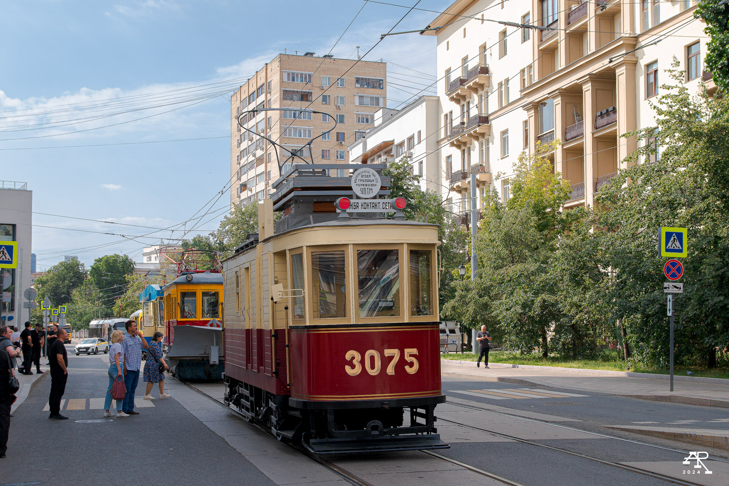 Москва, Ф* № 3075; Москва — День Московского транспорта — 2024 (ночные репетиции парада трамваев 06.07.2024 и 11.07.2024, парад и выставка трамваев 13.07.2024)