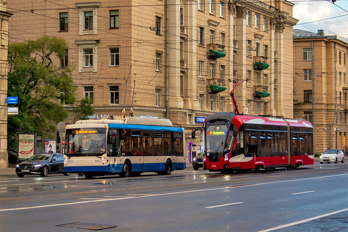 Санкт-Петербург, Тролза-5265.00 «Мегаполис» № 2515; Санкт-Петербург, 71-923М «Богатырь-М» № 7874