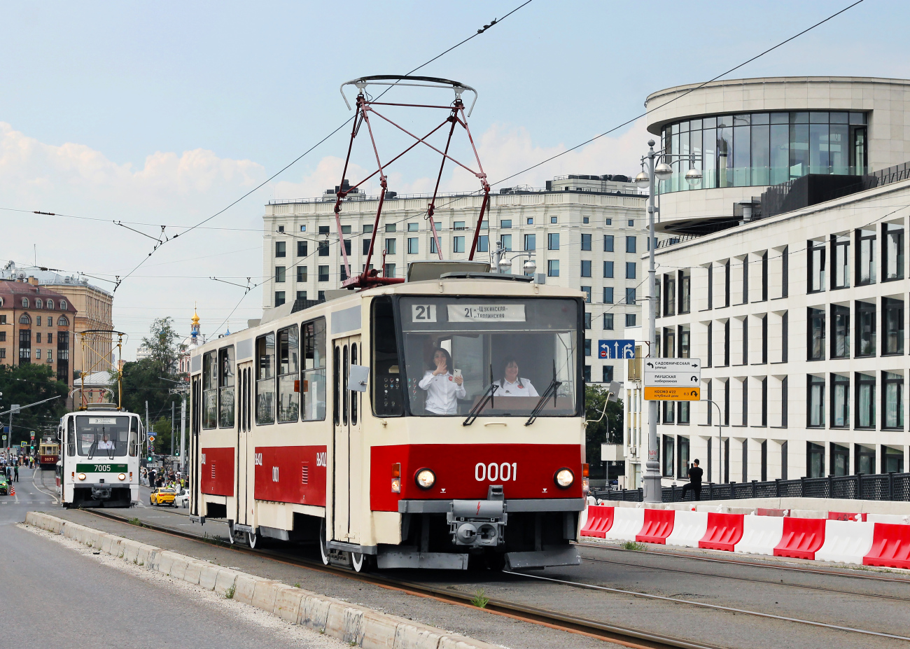 Москва, Tatra T6B5SU № 0001; Москва — День Московского транспорта — 2024 (ночные репетиции парада трамваев 06.07.2024 и 11.07.2024, парад и выставка трамваев 13.07.2024)