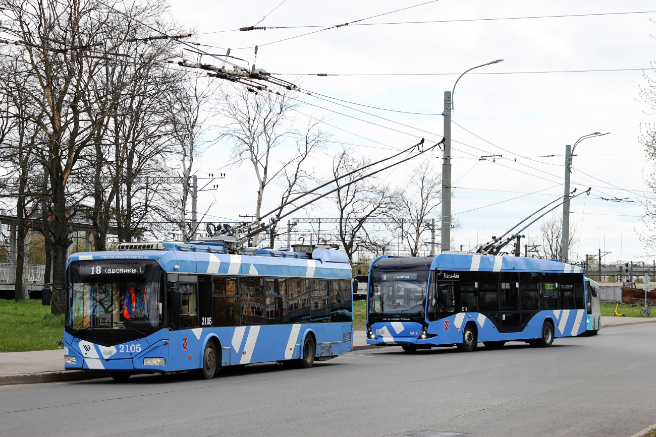 Санкт-Петербург, БКМ 32100D № 2105; Санкт-Петербург, ВМЗ-5298.01 «Авангард» № 5018