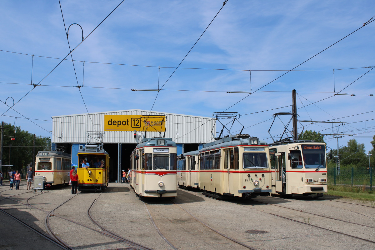 Росток, Werdau ET50 № 44; Росток, Двухосный моторный Wismar № 26; Росток, Gotha G4-61 № 1; Росток, LOWA ET54 № 46