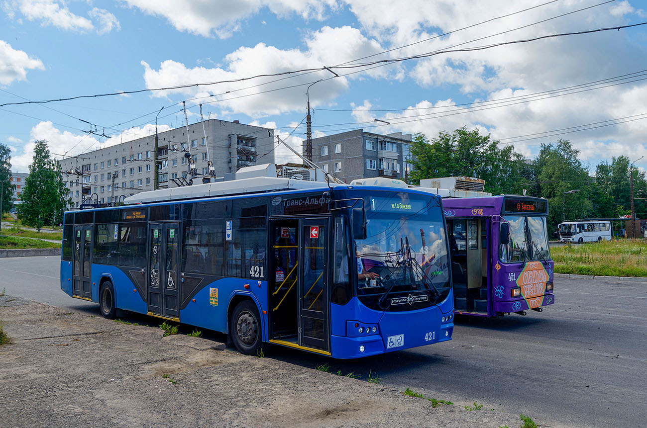 Петрозаводск, ВМЗ-5298.01 «Авангард» № 421; Петрозаводск — Заказная поездка на троллейбусе ВМЗ-52981 №431 — 13.07.2024