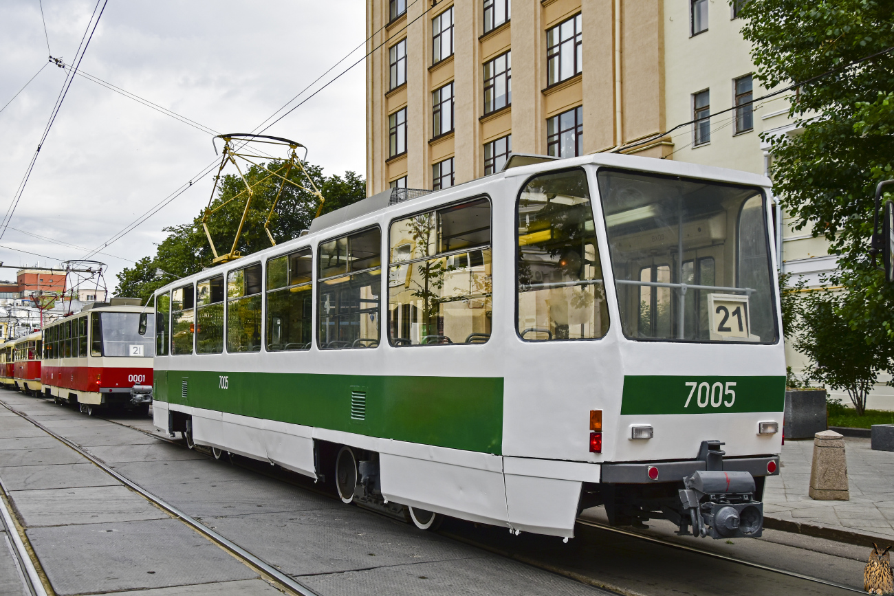 Москва, Tatra T7B5 № 7005; Москва — День Московского транспорта — 2024 (ночные репетиции парада трамваев 06.07.2024 и 11.07.2024, парад и выставка трамваев 13.07.2024)