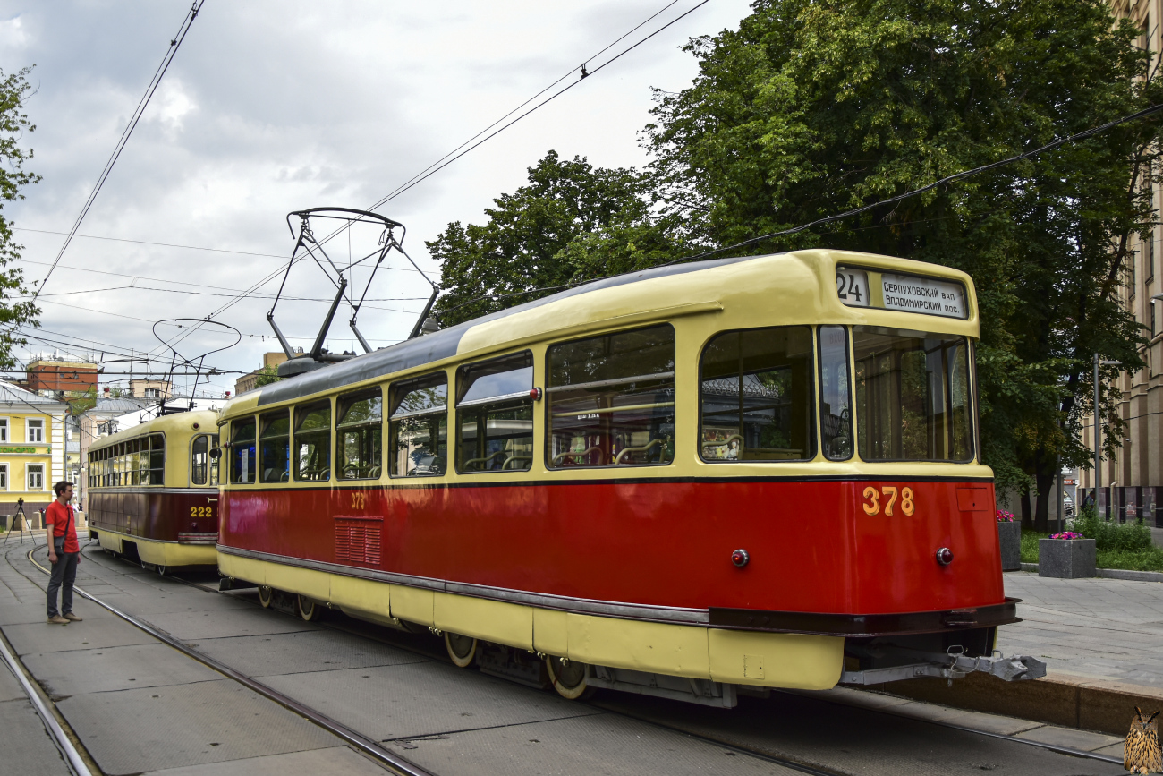 Москва, Tatra T2SU № 378; Москва — День Московского транспорта — 2024 (ночные репетиции парада трамваев 06.07.2024 и 11.07.2024, парад и выставка трамваев 13.07.2024)