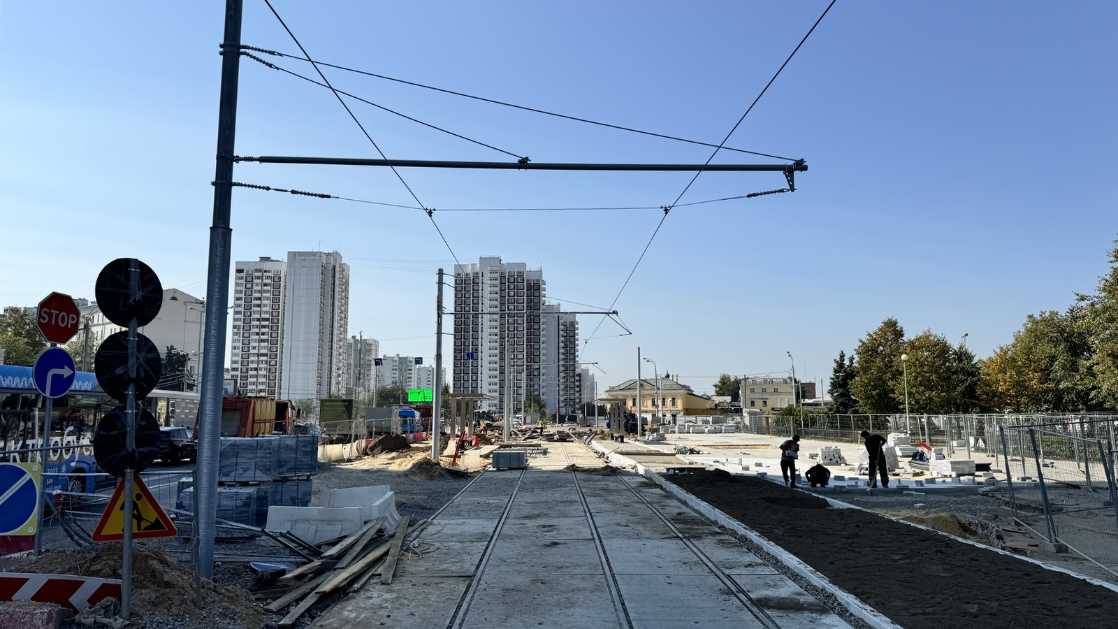 Maskva — Construction and repairs; Maskva — Construction of a tram line on Sergiya Radonezhskogo Street