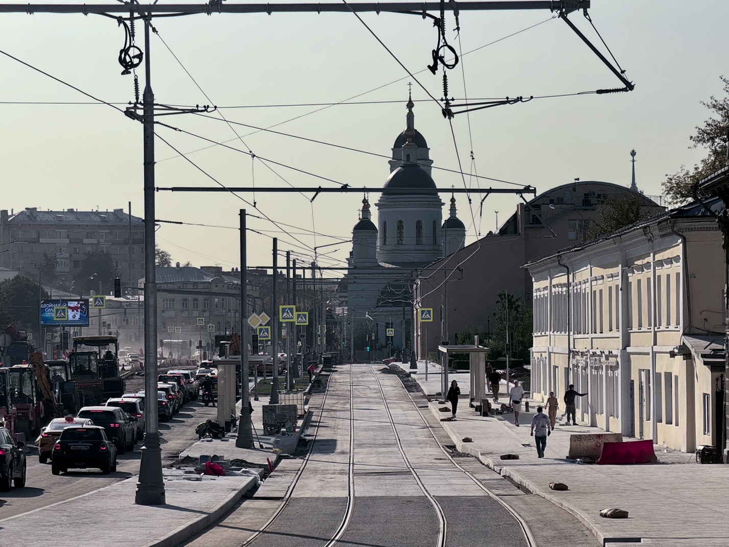 Москва — Строительство трамвайной линии на улице Сергия Радонежского