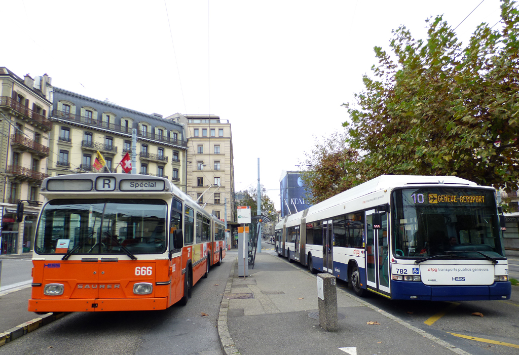Женева, Saurer/Hess/BBC-SAAS GT 560/620-25 № 666; Женева, Hess lighTram (BGGT-N2C) № 782; Женева — Festival des Tramways 2024