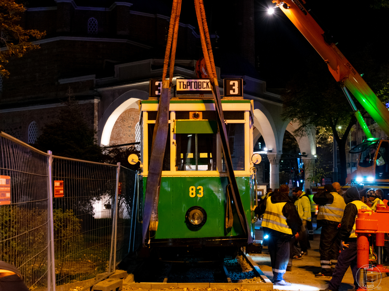 Sofia, Siemens č. 83; Sofia — Relocation of vintage tram 83 from Tramcar in front of Central Halls and its designation as a future "Tourist Information Center" — 25.10.2024