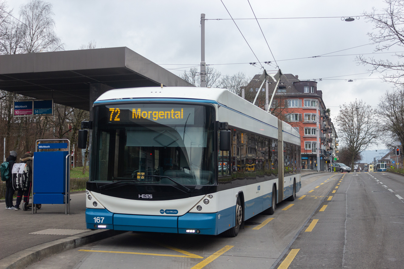 Цюрих, Hess SwissTrolley 4 (BGT-N2D) № 167